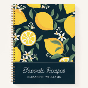 Lemon Yellow Leaf Pattern Favorite Recipes Notebook