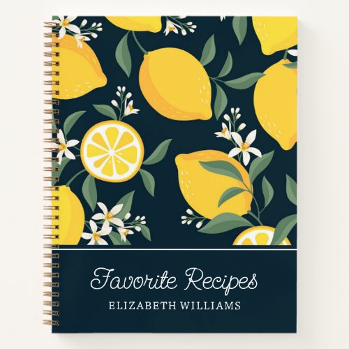 Lemon Yellow Leaf Pattern  Favorite Recipes Notebook