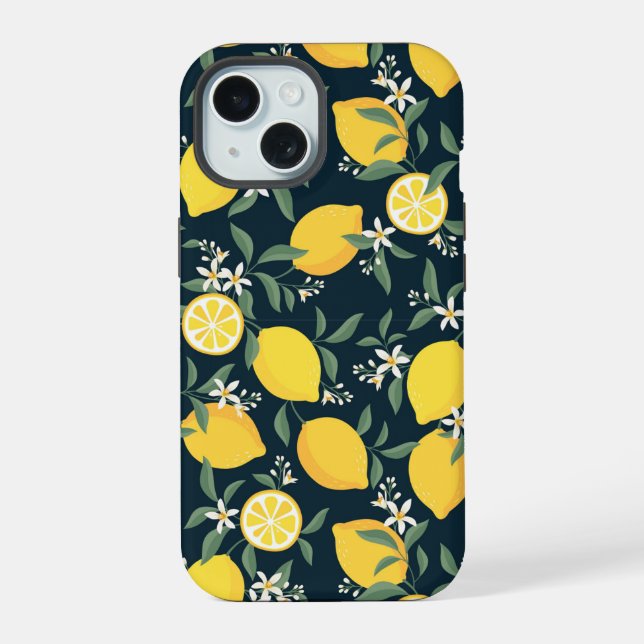 Lemon Yellow Leaf Pattern Iphone Case (Back)
