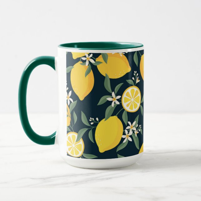 Lemon Yellow Leaf Pattern Mug (Left)