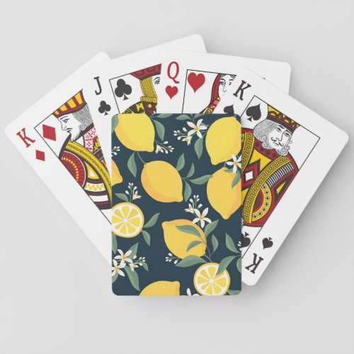 Lemon Yellow Leaf Pattern Playing Cards