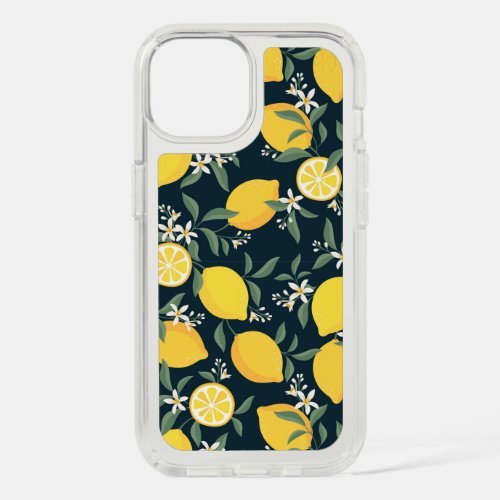 Lemon Yellow Leaf Pattern iPhone 15 Case