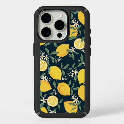 Lemon Yellow Leaf Pattern iPhone 15 Pro Case