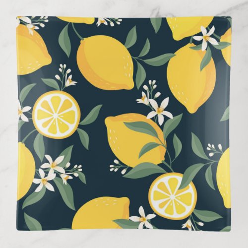 Lemon Yellow Leaf Pattern Trinket Tray