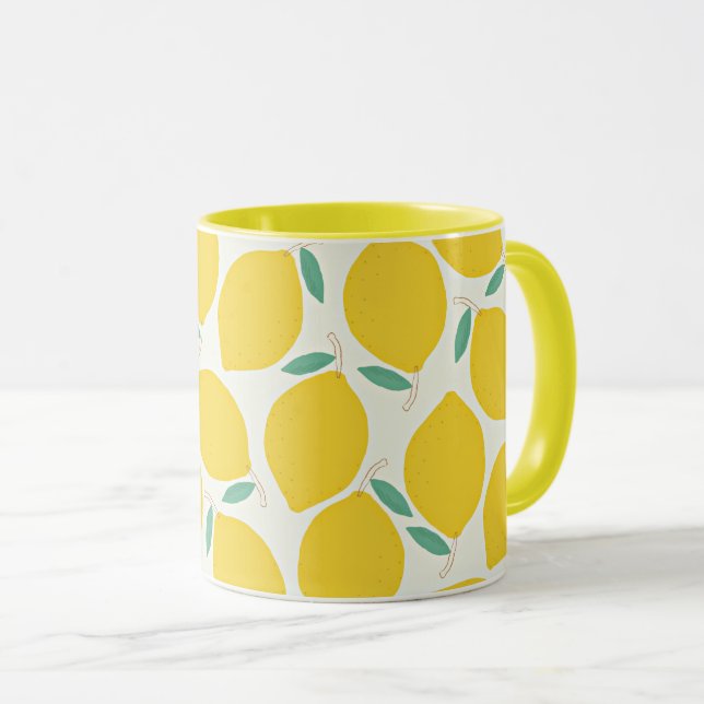 Lemon yellow lemon pattern mug (Front Right)