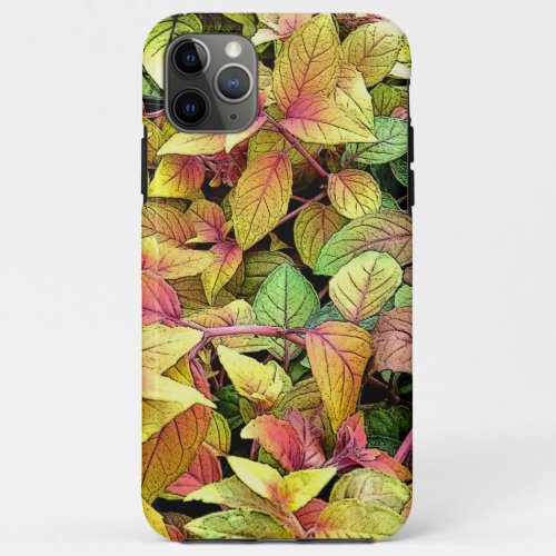 Lemon_Yellow Lime_Green and Blushing Pink Leaves iPhone 11 Pro Max Case