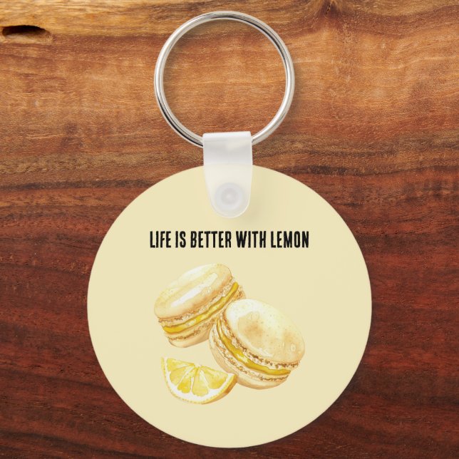 Lemon Yellow Macarons Keychain (Front)