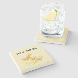 Lemon Yellow Macarons Stone Coaster