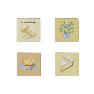 Lemon Yellow Macarons Stone Magnet
