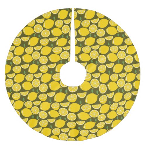 Lemon Yellow Modern Fun Cute Brushed Polyester Tree Skirt