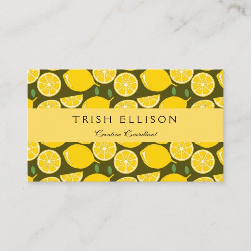 Lemon Yellow Modern Fun Cute Business Card