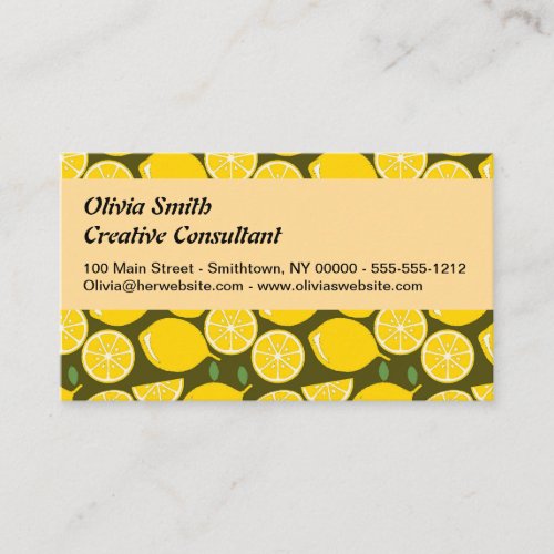 Lemon Yellow Modern Fun Cute Business Card