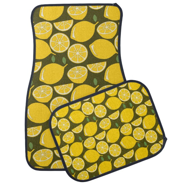 Lemon Yellow Modern Fun Cute Car Floor Mat (Set)