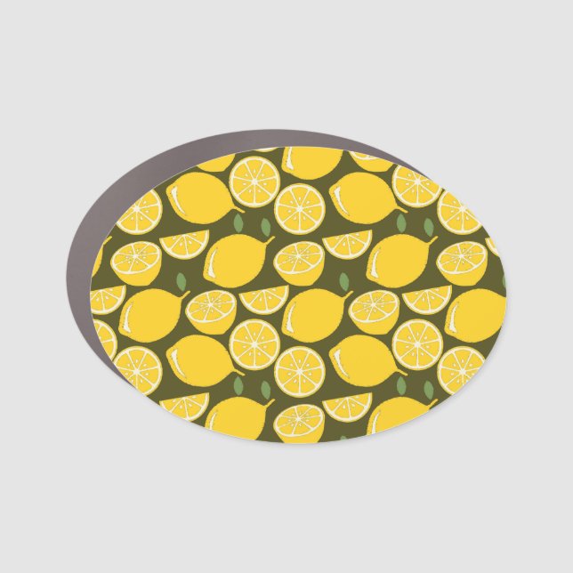 Lemon Yellow Modern Fun Cute Car Magnet (Front)