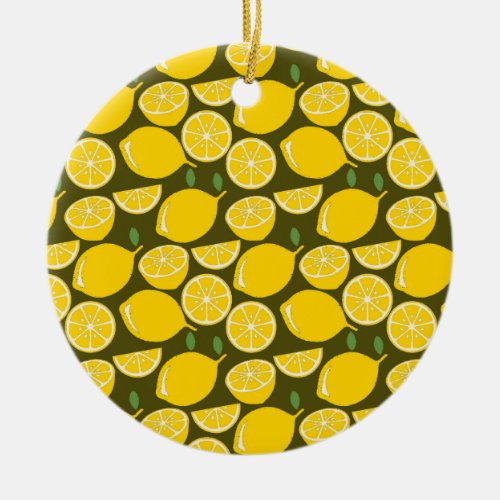 Lemon Yellow Modern Fun Cute Ceramic Ornament