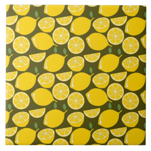 Lemon Yellow Modern Fun Cute Ceramic Tile