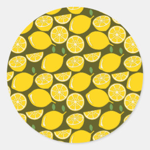 Lemon Yellow Modern Fun Cute Classic Round Sticker
