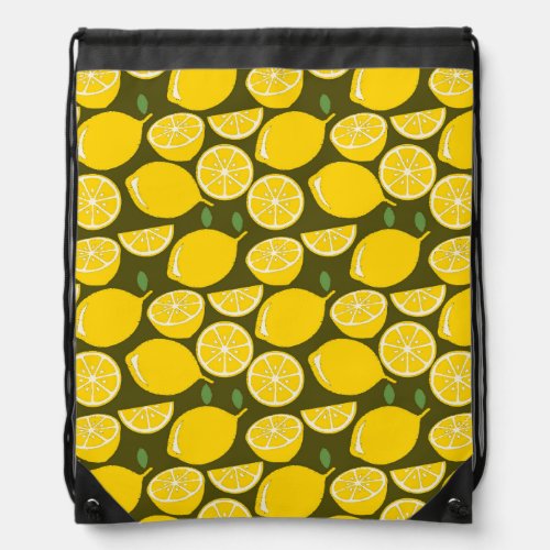 Lemon Yellow Modern Fun Cute Drawstring Bag