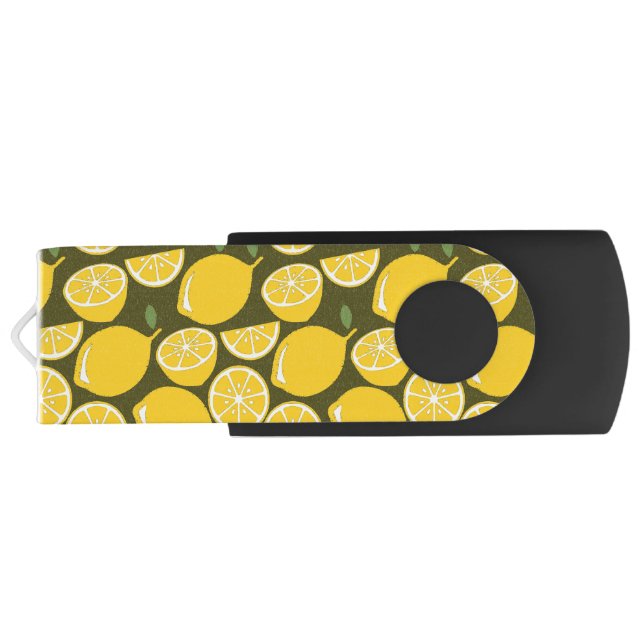 Lemon Yellow Modern Fun Cute Flash Drive (Back)