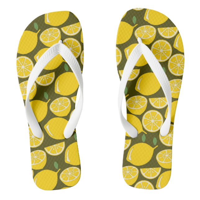Lemon Yellow Modern Fun Cute Flip Flops (Footbed)