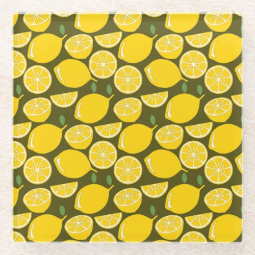 Lemon Yellow Modern Fun Cute Glass Coaster