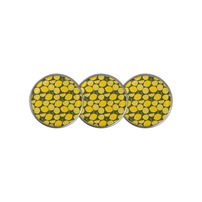 Lemon Yellow Modern Fun Cute Golf Ball Marker (3 Up)