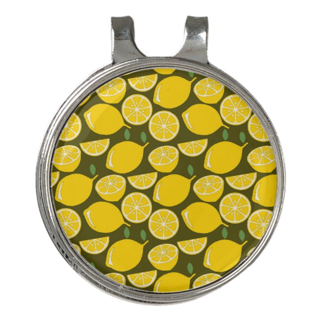 Lemon Yellow Modern Fun Cute Golf Hat Clip (Front)