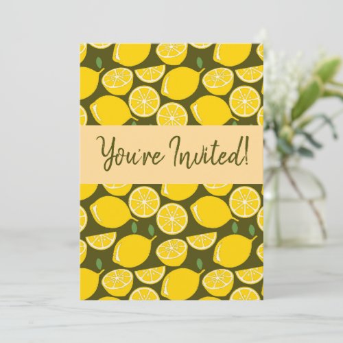 Lemon Yellow Modern Fun Cute Invitation
