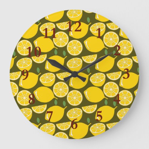 Lemon Yellow Modern Fun Cute Large Clock