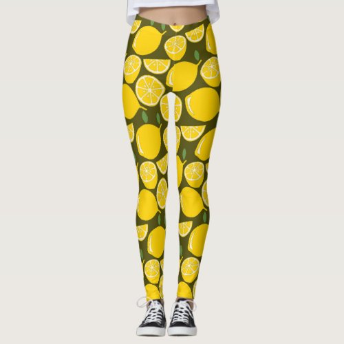 Lemon Yellow Modern Fun Cute Leggings