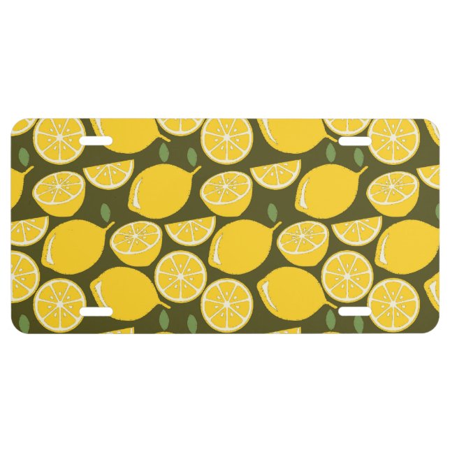 Lemon Yellow Modern Fun Cute License Plate (Front)