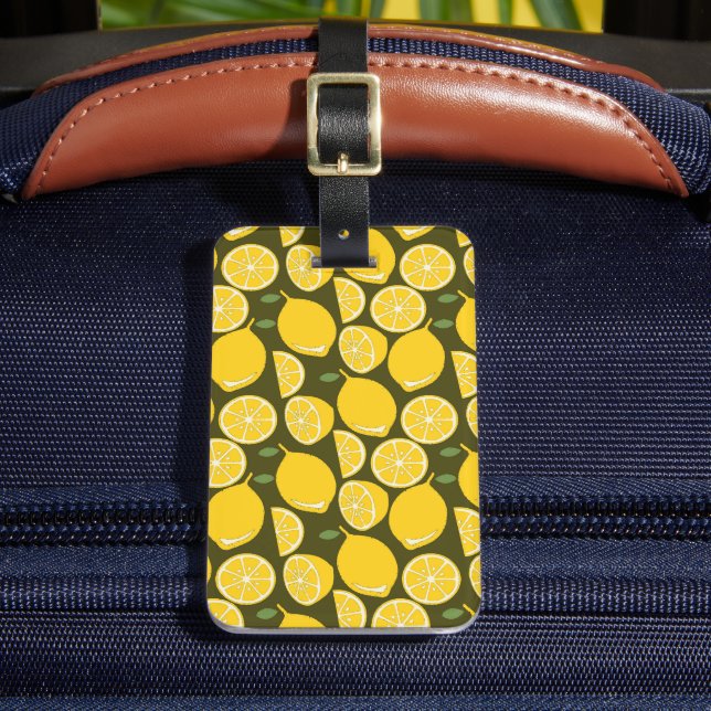 Lemon Yellow Modern Fun Cute Luggage Tag (Front Insitu 2)