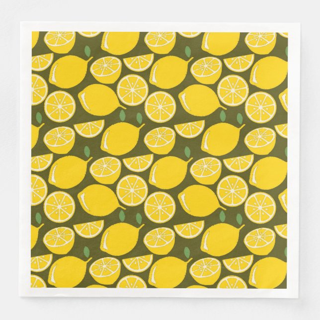 Lemon Yellow Modern Fun Cute Paper Dinner Napkins (Front)
