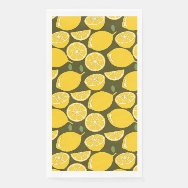 Lemon Yellow Modern Fun Cute Paper Guest Towels (Front)