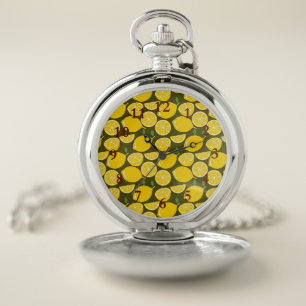 Lemon Yellow Modern Fun Cute Pocket Watch