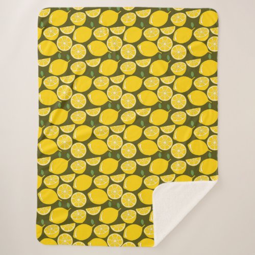 Lemon Yellow Modern Fun Cute Sherpa Blanket