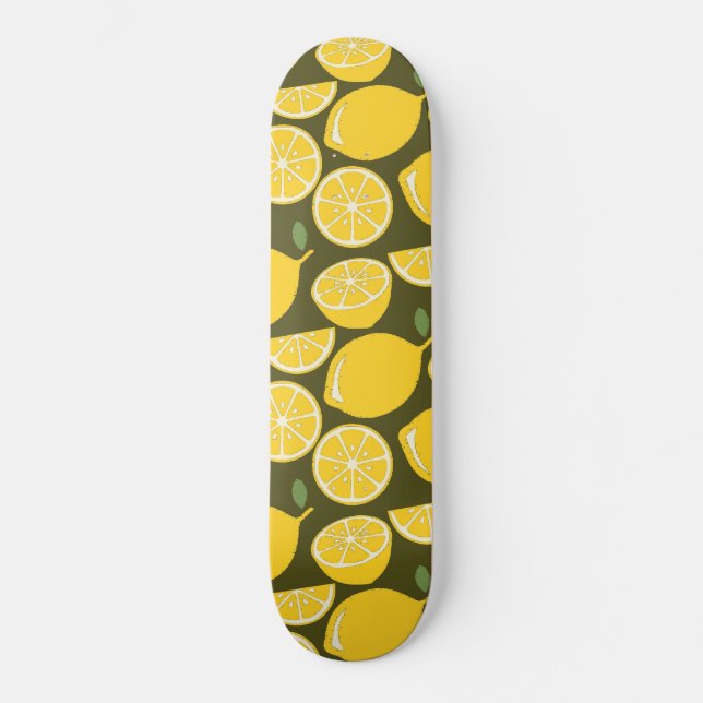 Lemon Yellow Modern Fun Cute Skateboard (Front)