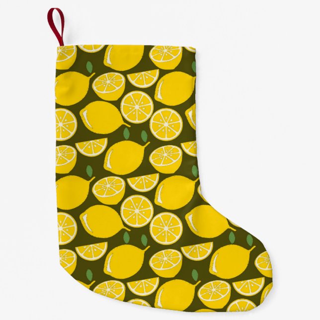 Lemon Yellow Modern Fun Cute Small Christmas Stocking (Front)