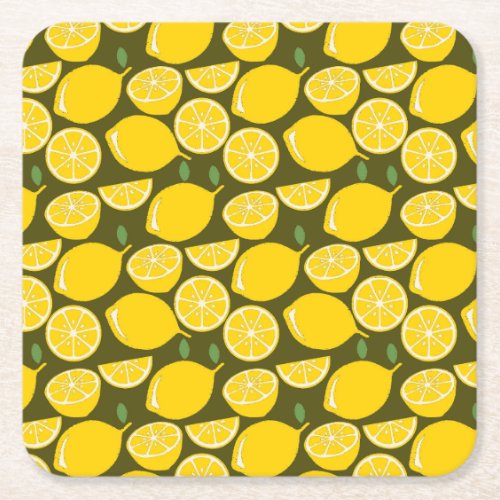 Lemon Yellow Modern Fun Cute Square Paper Coaster