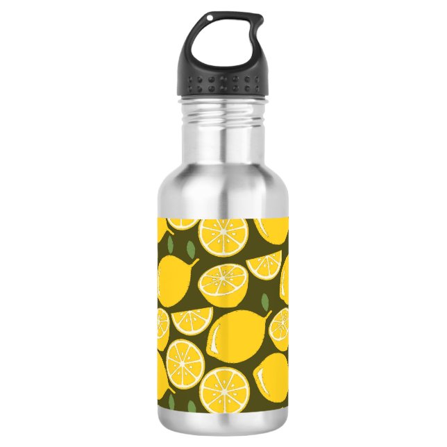 Lemon Yellow Modern Fun Cute Stainless Steel Water Bottle (Front)