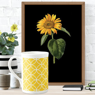 Lemon Yellow Modern Geometric Bone China Mug