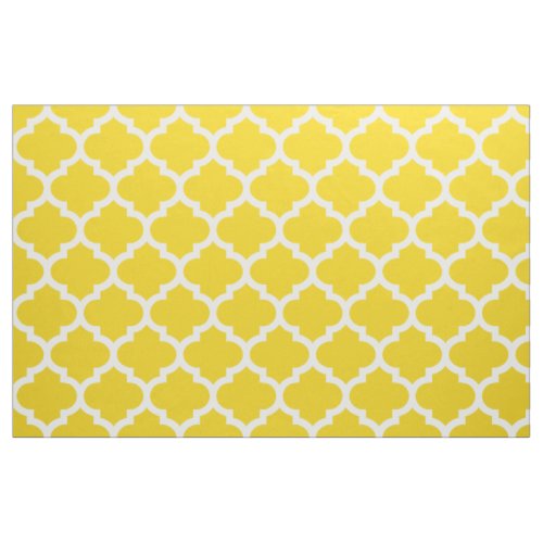 Lemon Yellow Moroccan Quatrefoil Trellis Fabric