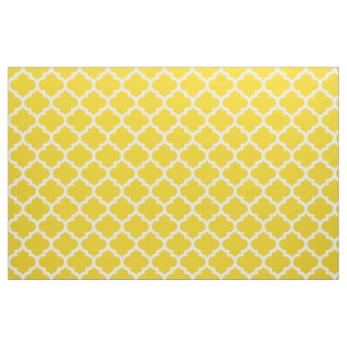 Lemon Yellow Moroccan Quatrefoil Trellis Fabric