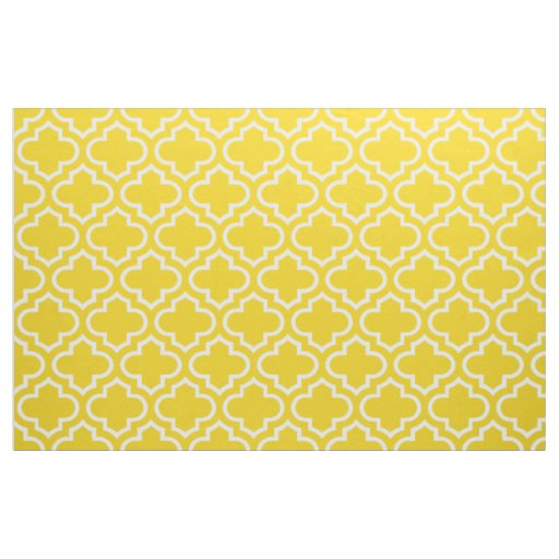 Lemon Yellow Moroccan Trellis Pattern Fabric 02