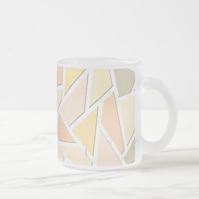 Lemon yellow mosaic pattern frosted glass coffee mug (Right)