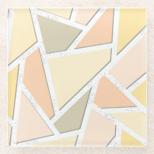 Lemon yellow mosaic pattern glass coaster