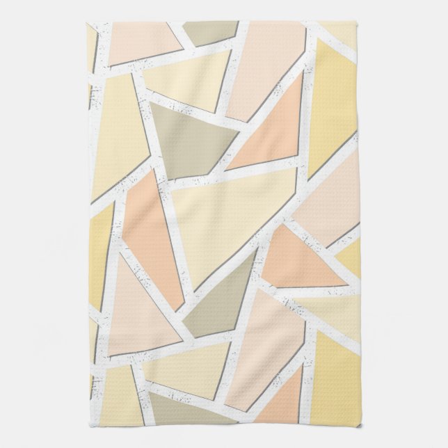 Lemon yellow mosaic pattern kitchen towel (Vertical)