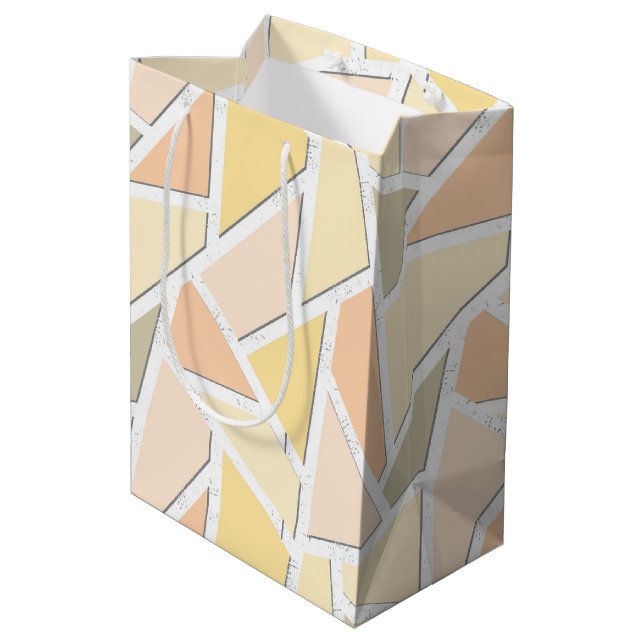 Lemon yellow mosaic pattern medium gift bag (Back Angled)
