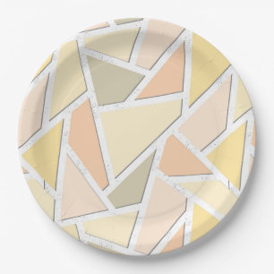 Lemon yellow mosaic pattern paper plates
