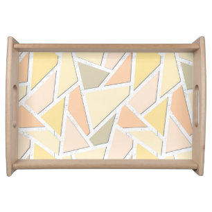 Lemon yellow mosaic pattern serving tray